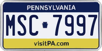 PA license plate MSC7997