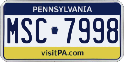 PA license plate MSC7998