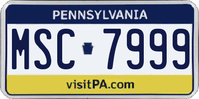 PA license plate MSC7999