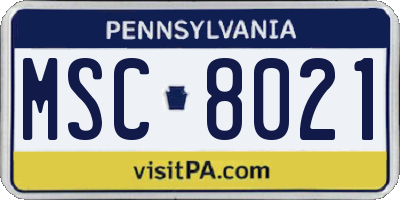 PA license plate MSC8021