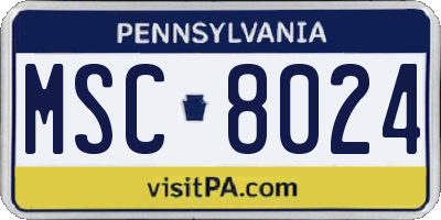 PA license plate MSC8024