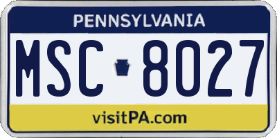 PA license plate MSC8027