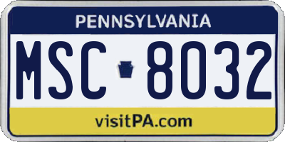 PA license plate MSC8032
