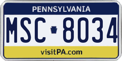 PA license plate MSC8034