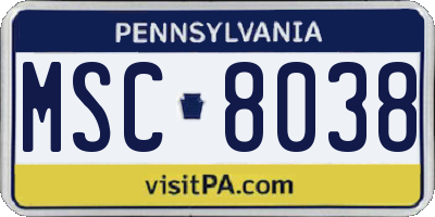 PA license plate MSC8038