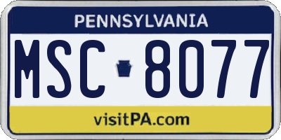 PA license plate MSC8077