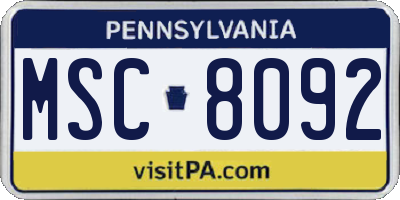 PA license plate MSC8092