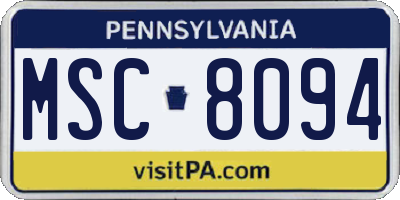 PA license plate MSC8094