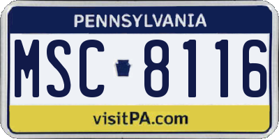 PA license plate MSC8116