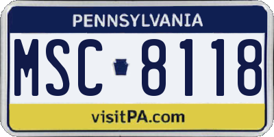 PA license plate MSC8118
