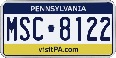 PA license plate MSC8122