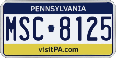 PA license plate MSC8125
