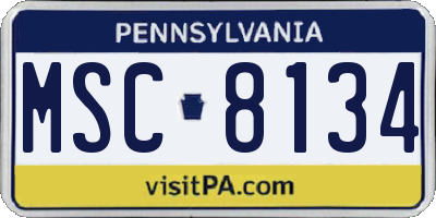 PA license plate MSC8134
