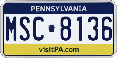 PA license plate MSC8136