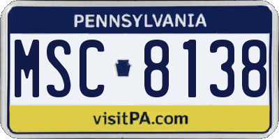 PA license plate MSC8138
