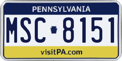 PA license plate MSC8151
