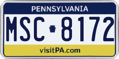 PA license plate MSC8172