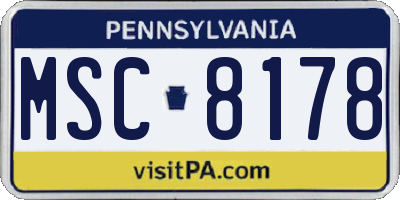 PA license plate MSC8178