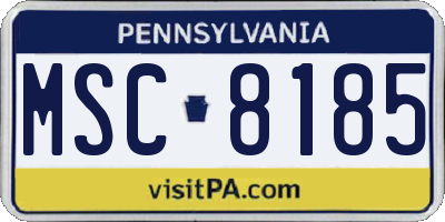 PA license plate MSC8185