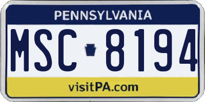 PA license plate MSC8194