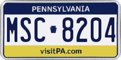 PA license plate MSC8204