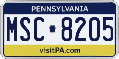 PA license plate MSC8205