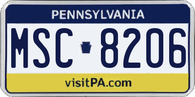 PA license plate MSC8206