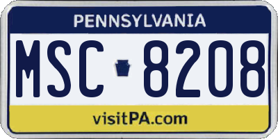 PA license plate MSC8208