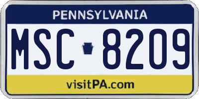 PA license plate MSC8209