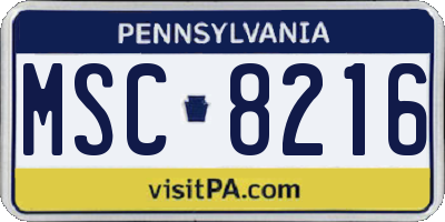 PA license plate MSC8216