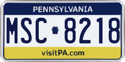 PA license plate MSC8218