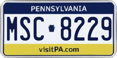 PA license plate MSC8229