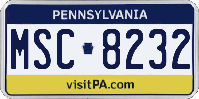 PA license plate MSC8232