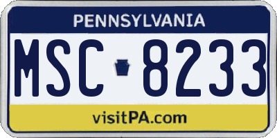 PA license plate MSC8233