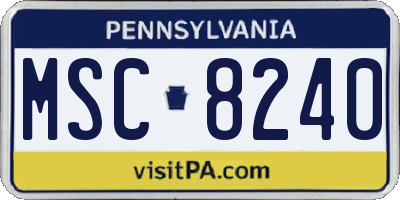 PA license plate MSC8240
