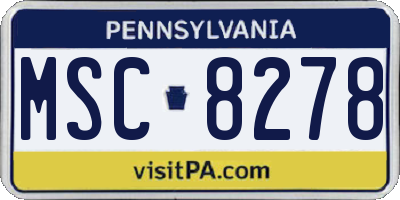 PA license plate MSC8278
