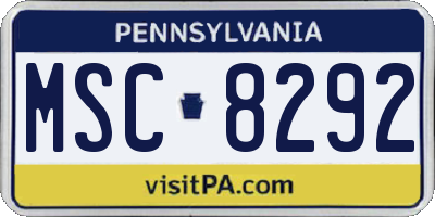 PA license plate MSC8292