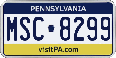 PA license plate MSC8299