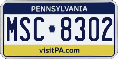 PA license plate MSC8302