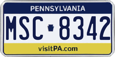 PA license plate MSC8342