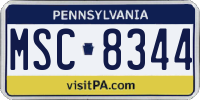 PA license plate MSC8344