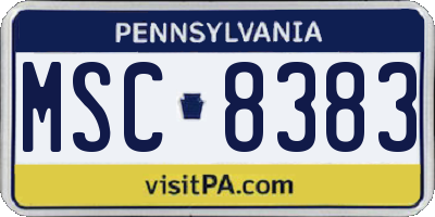 PA license plate MSC8383