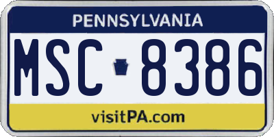 PA license plate MSC8386