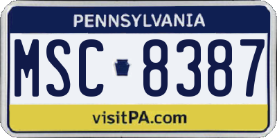 PA license plate MSC8387