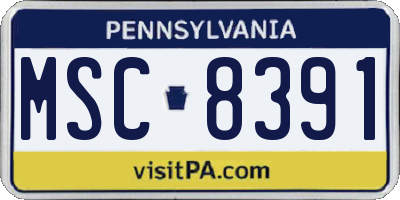 PA license plate MSC8391