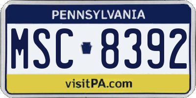PA license plate MSC8392