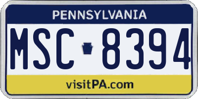 PA license plate MSC8394