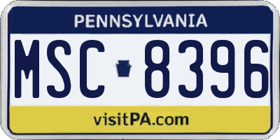 PA license plate MSC8396
