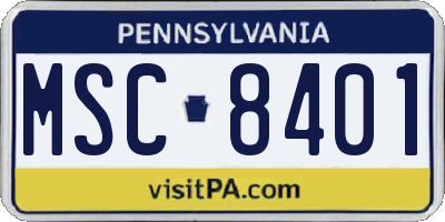 PA license plate MSC8401