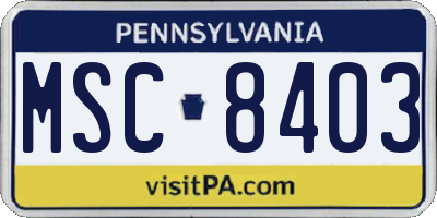 PA license plate MSC8403